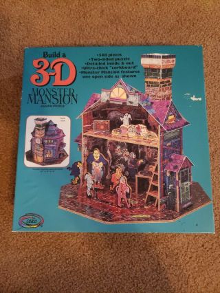 ⚡ Vintage 1994 Ceaco Build A 3 - D Monster Mansion Jigsaw Puzzle Extrememly Rare