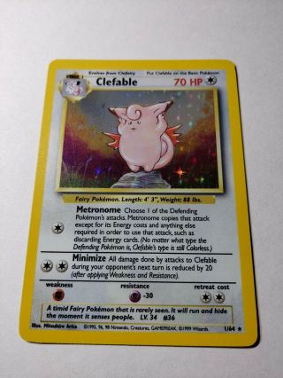 Misprint/error Clefable 1/64 Jungle (no Symbol) Ultra Rare Holo Pokemon Card