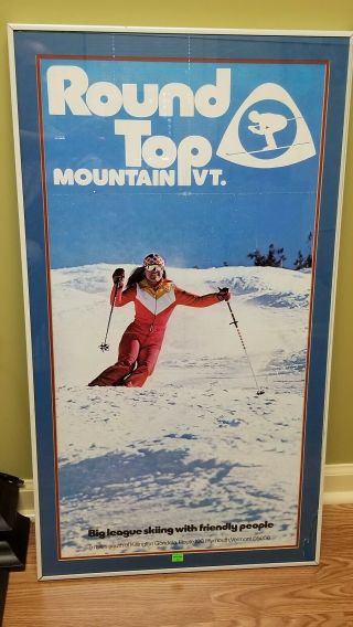 Round Top Mountain Vt Rare Vintage Ski Area Poster Okemo Killington Stratton