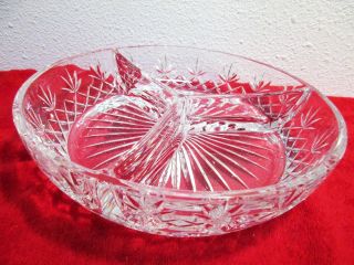 Lenox Charleston Cut Glass Lead Crystal Divided Bowl,  Rare Clear 8 " Serving