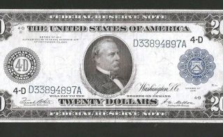 Rare Cleveland Type - A 1914 $20 Large Federal Reserve Note