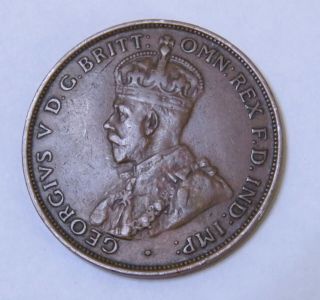 1931 Australian Penny Vf,  Rare Tilted 