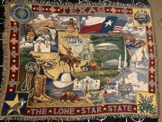 Danbury Texas Lone Star State Map Tapestry Throw Blanket Decorative Rare