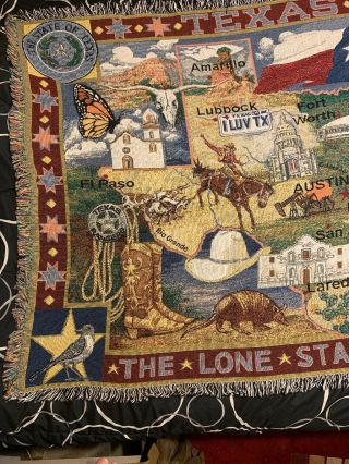 Danbury Texas Lone Star State Map Tapestry Throw Blanket Decorative Rare 2