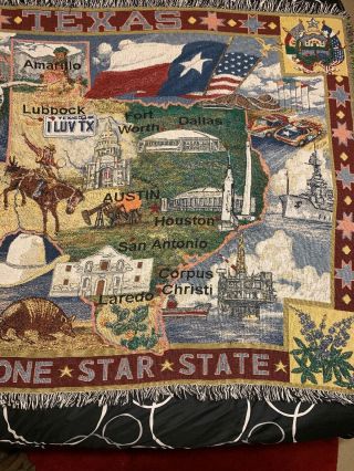 Danbury Texas Lone Star State Map Tapestry Throw Blanket Decorative Rare 3