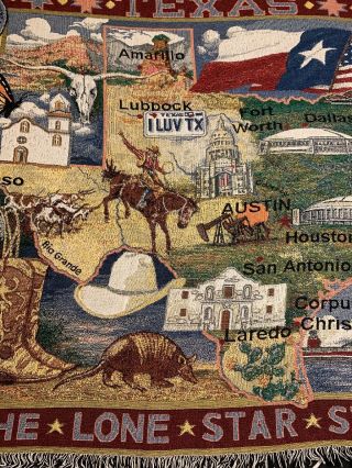 Danbury Texas Lone Star State Map Tapestry Throw Blanket Decorative Rare 4