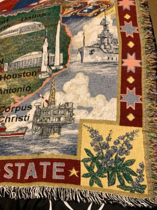 Danbury Texas Lone Star State Map Tapestry Throw Blanket Decorative Rare 7