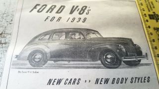 1939 Ford V8 Deluxe Sedan Australian Sales Advert Rare