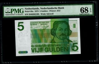 Netherlands 5 Gulden 1973 Pmg68 Epq P95a Rare Testserie