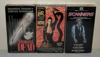 3 Cult Horror Vhs - Almost Dead - The Lair Of The White Worm - Scanners - Rare