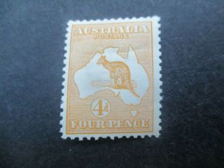 Kangaroo Stamps: 4d Orange 1st Watermark - Rare (d221)