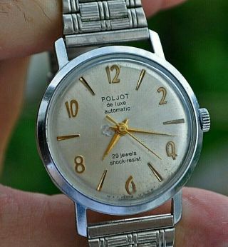 Men`s Ussr Soviet Mechanical Watch Poljot De Luxe Automatic 29 Jewels Rare