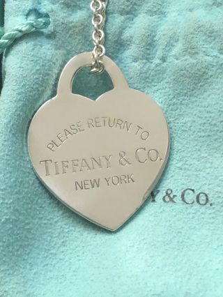Return To Tiffany & Co.  Necklace Heart Tag Xl Pendant Necklace Sterling Rare