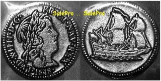 1648 France 1982 King Louis Xiii Rare French Navy Battle Ship Token Coin