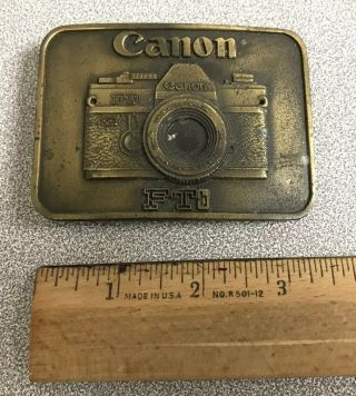 Vintage Canon Ftb Camera Advertising Metal Belt Buckle Rare