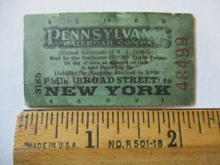 Rare 1880s? Pennsylvania Railroad Broad St Philadelphia York City Rr Ticket