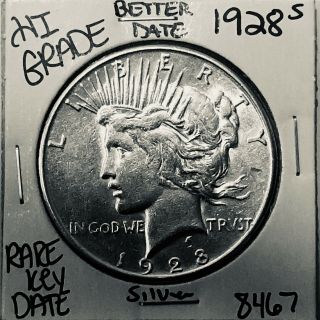 1928 S Peace Silver Dollar Hi Grade U.  S.  Rare Key Coin 8467