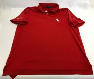 Rare Red Ralph Lauren Rlx Justin Thomas Ajga Embroidered Rider Polo Golf Shirt L