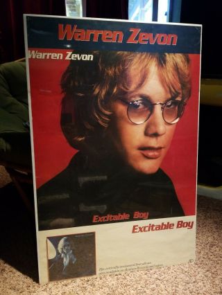 Warren Zevon Excitable Boy Vintage Promo Poster Rarely Seen Zevon Piece