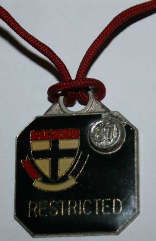 Afl Vfl St Kilda Saints Membership Medallion Badge 1987 Rare Restricted Members