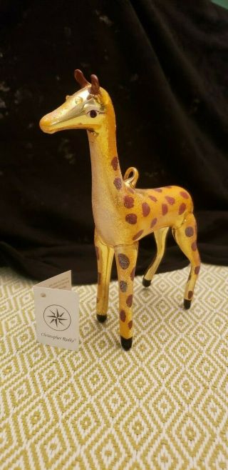 Rare Christopher Radko Giraffe Hand Crafted Ornament Euc