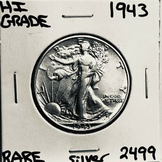 1943 Liberty Walking Silver Half Dollar Hi Grade U.  S.  Rare Coin 2499
