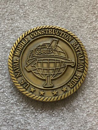 (very Rare) U.  S.  Naval Mobile Construction Battalion Four Seabees Challenge Coin
