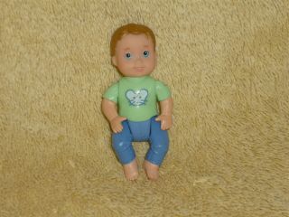 Fisher Price Loving Family Dollhouse Rare Baby Boy In Green Blue Mouse