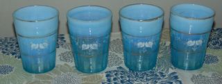 Rare Antique Blue Opalescent Tumblers Northwood Glasses Tumblers