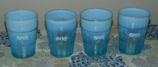 RARE Antique BLUE OPALESCENT Tumblers NORTHWOOD Glasses TUMBLERS 2