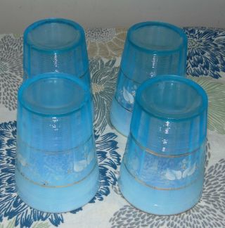 RARE Antique BLUE OPALESCENT Tumblers NORTHWOOD Glasses TUMBLERS 5