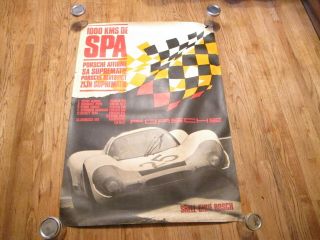 Porsche Racing Poster: 1000 Kms De Spa,  1969,  Rare 33 " X 46.  5,