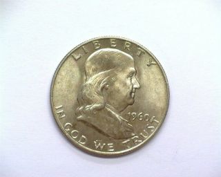 1960 - D Franklin Silver 50 Cents - Full Bell Lines - Gem,  Uncirculated Very Rare