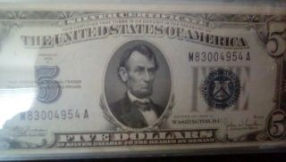 Series 1934 $5 Five Dollar Bill Blue Seal Rare Old Us National Bank Note