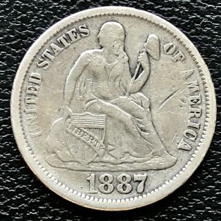 1887 Seated Liberty Dime 10c Xf Rare 16084