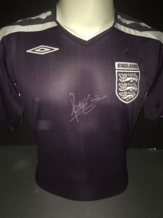 Signed Umbro England Goalkeeper Rare Away Shirt By Peter Shilton