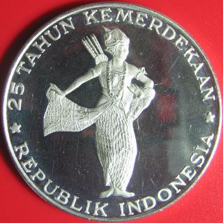 1970 INDONESIA 500 RUPIAH SILVER PROOF WAYANG DANCER VERY RARE COIN 40mm 4