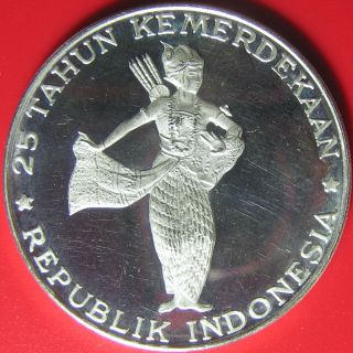 1970 INDONESIA 500 RUPIAH SILVER PROOF WAYANG DANCER VERY RARE COIN 40mm 5