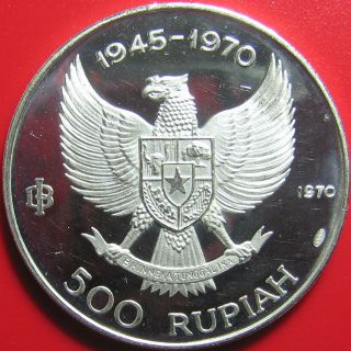 1970 INDONESIA 500 RUPIAH SILVER PROOF WAYANG DANCER VERY RARE COIN 40mm 6