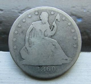 1860 - O 50c Liberty Seated Half Dollar - - - Rare Civil War Era - - - - - - - - Good,