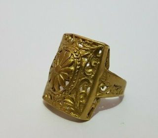 Extremely Ancient Roman Ring Bronze Gold Color Authentic Vintage Rare Roman Ring