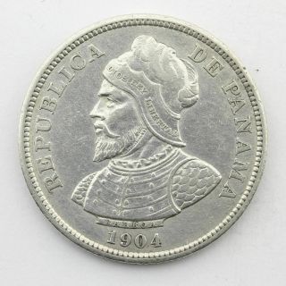 Rare Panama 1904 25 Centesimos 0.  900 Silver Coin Example