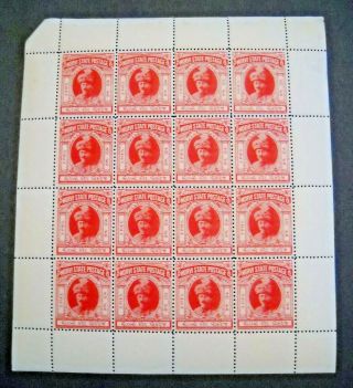Morvi State 3p Red 1934 - 35 Sc 10a Block Of 16 Mnh Rare