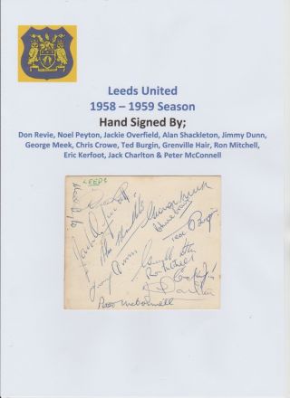 Leeds United 1958 - 1959 Rare Orig Autographed Book Page 13 X Sigs Incl Don Revie