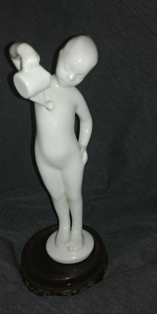 Royal Dux Nude Abstract Modernist Blanc Porcelain Figurine 8 " Tall.  Very Rare.