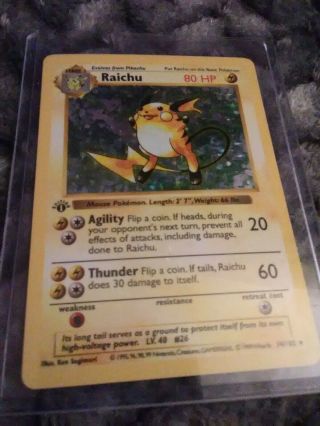 Raichu - Pokémon Card Shadowless 14/102 Holo - 1st Edition - Rare Base Set 1999