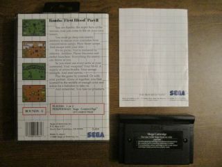 RARE Sega Master System RAMBO w/Cartridge,  Instructions & Box BLUE RE - RELEASE 2