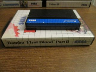 RARE Sega Master System RAMBO w/Cartridge,  Instructions & Box BLUE RE - RELEASE 7
