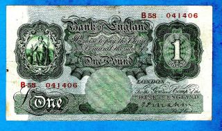 England B212 1 Pound Britannia Signc P Mahon Prefix B58 22.  11.  1928 Axf,  Rare