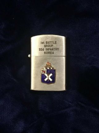 Korean War – Zippo Kind Lighter – 1st Battle Group – 32nd Infantry Korea - Rare